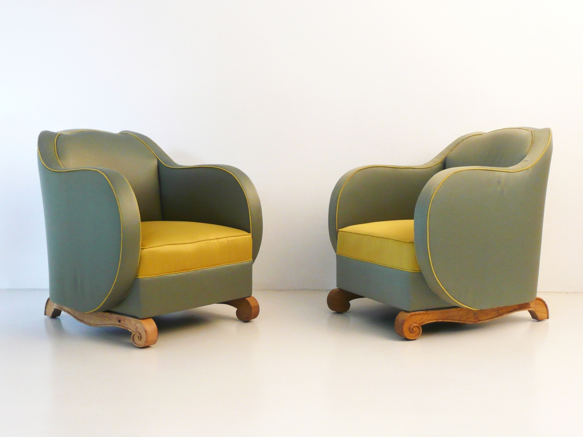 Pair of rare Art Deco Armchairs, France, 1930's.