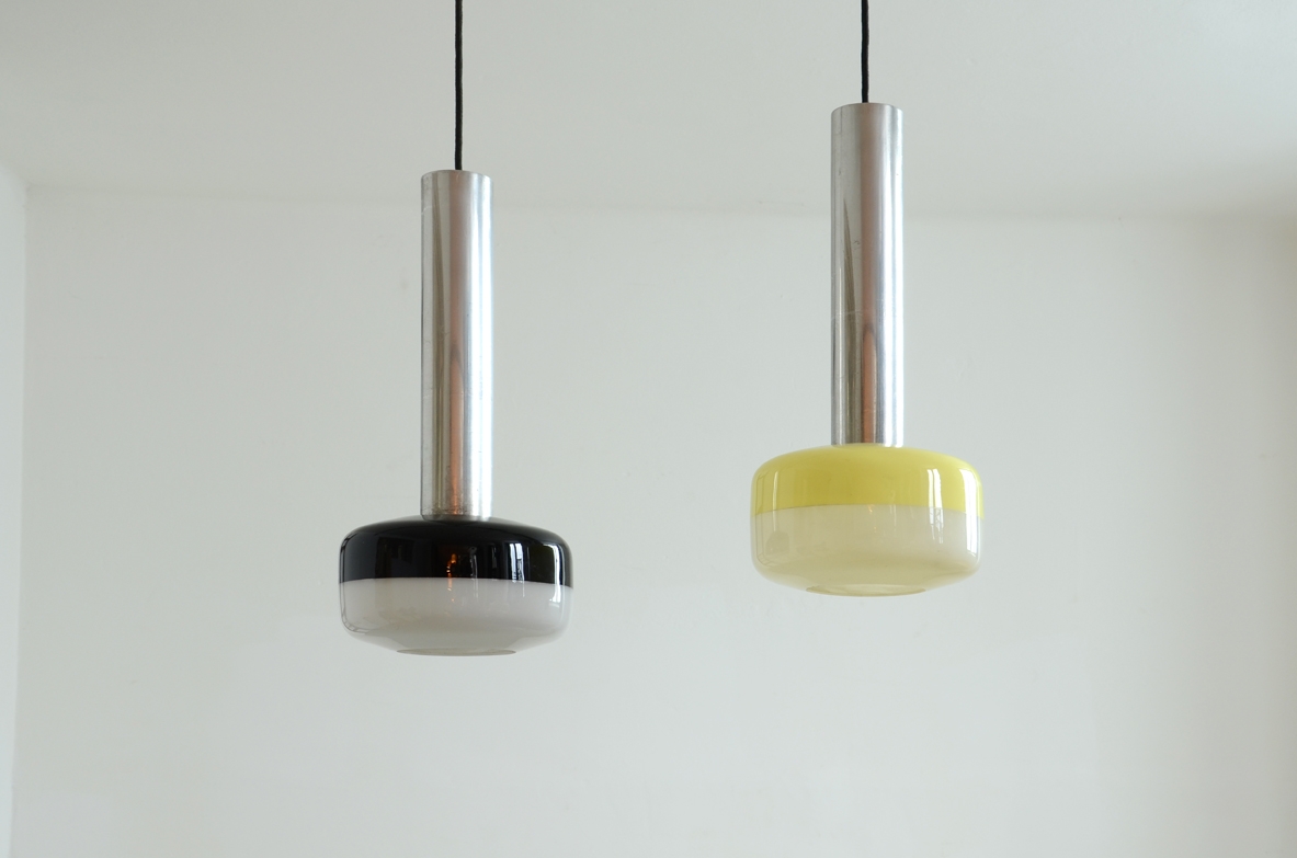 Stilnovo coppia lampade lucite metallo con etichetta originale stilnovo metà anni 50