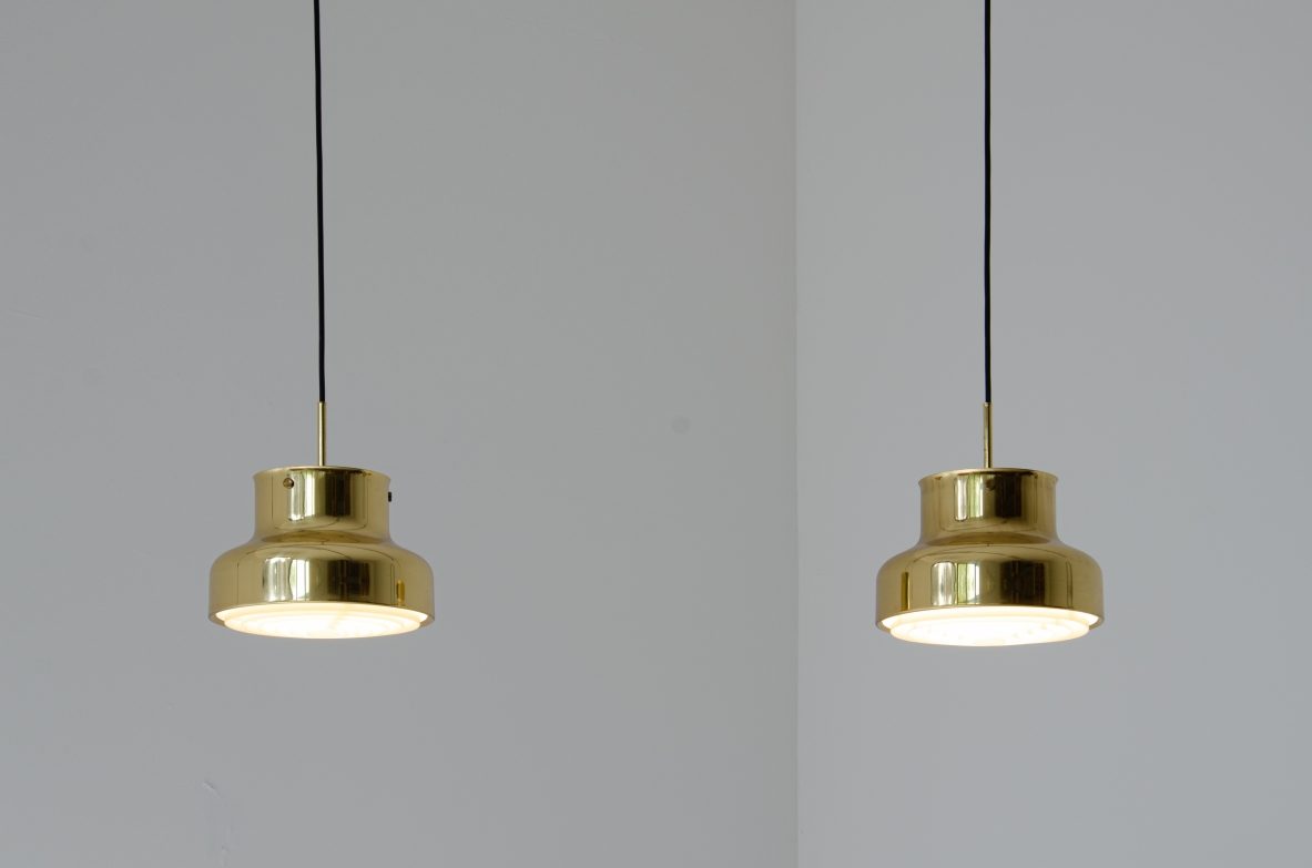 Pair of rare 1970s ceiling lamps by Anders Pehrson for Atelje Lyktan. 1970's