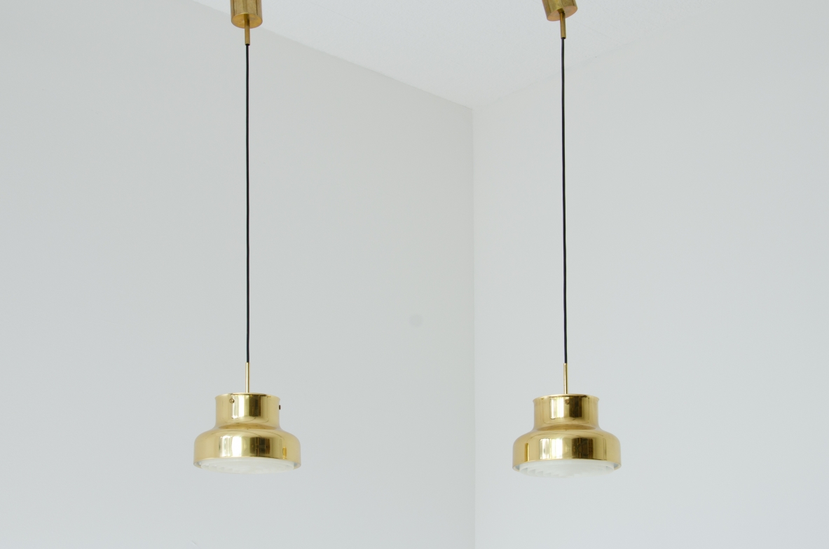 Pair of rare 1970s ceiling lamps by Anders Pehrson for Atelje Lyktan. 1970's