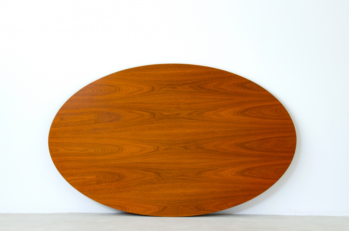 Ignazio Gradella, table mod.T2. Top in wood, structure in enamelled metal and brass detail