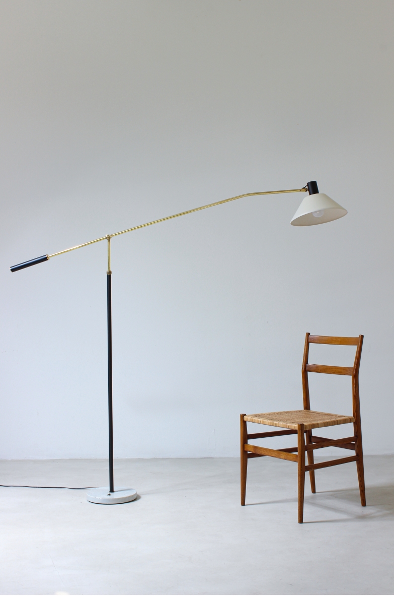 Stilux, reading adjustable light, with metal shade and marble base. Italy, 1950's.