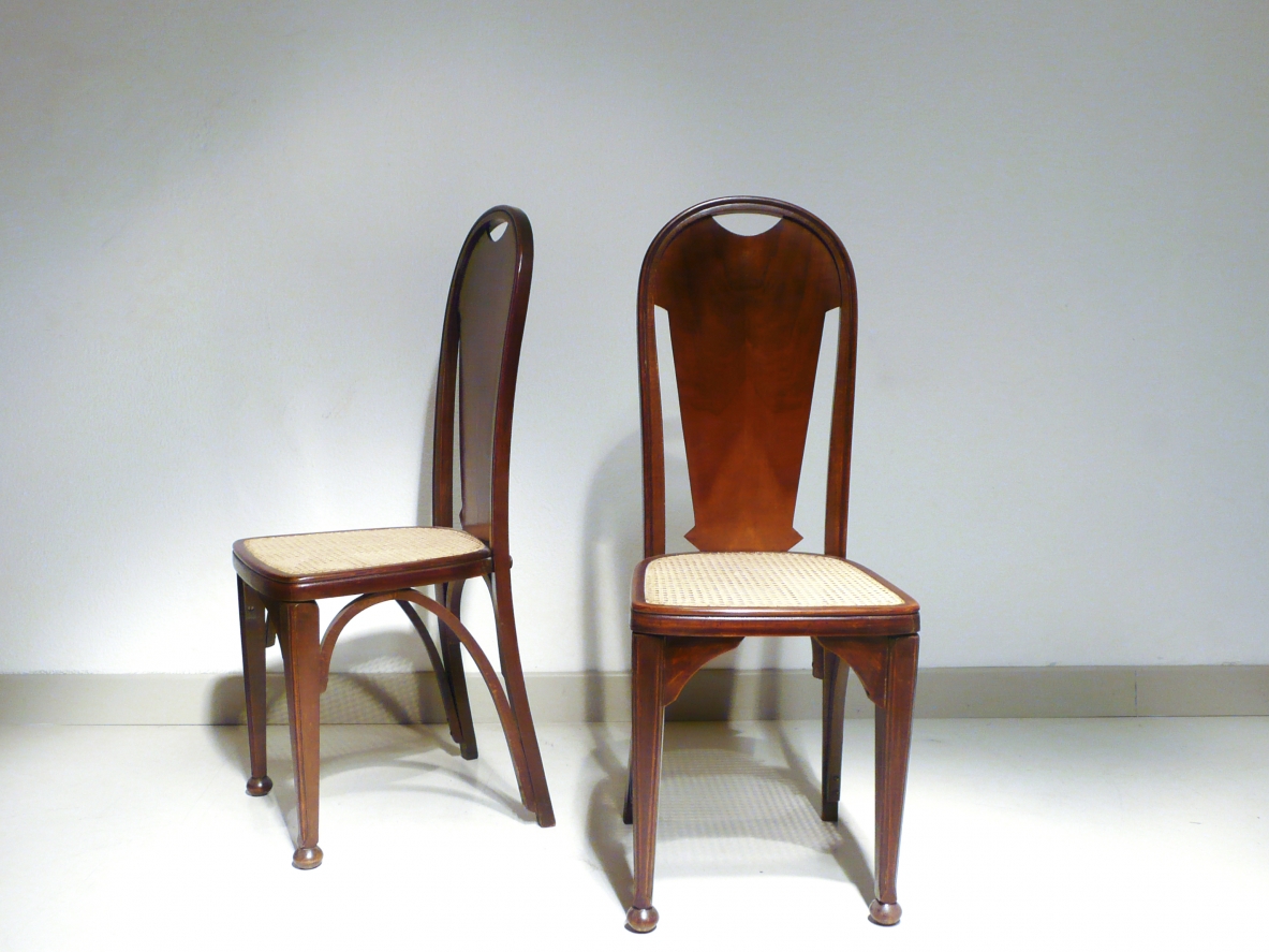 Pair of high back chairs, Vienna 1900'.