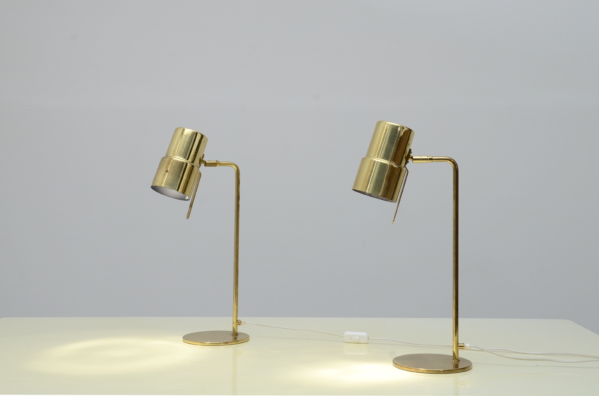 Hans-Agne Jakobsson Model B195/2 table lamp  Produced by Hans Agne Jakobsson AB Brass structure Sweden, 1960s