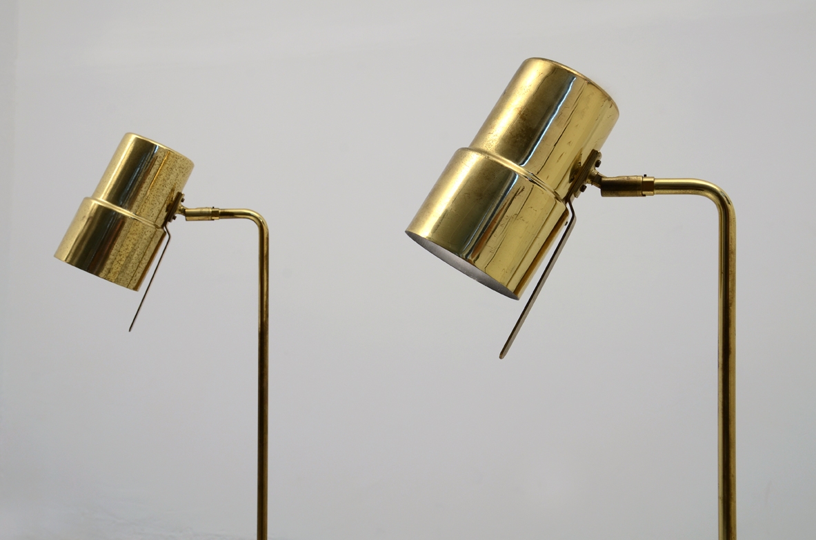 Hans-Agne Jakobsson, pair of 1950's floor lamps mod. G-154 in brass. Sweden, 1950s.
