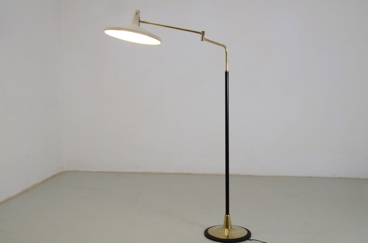 Stilnovo, floor lamp in metal and brass, Italy 1955