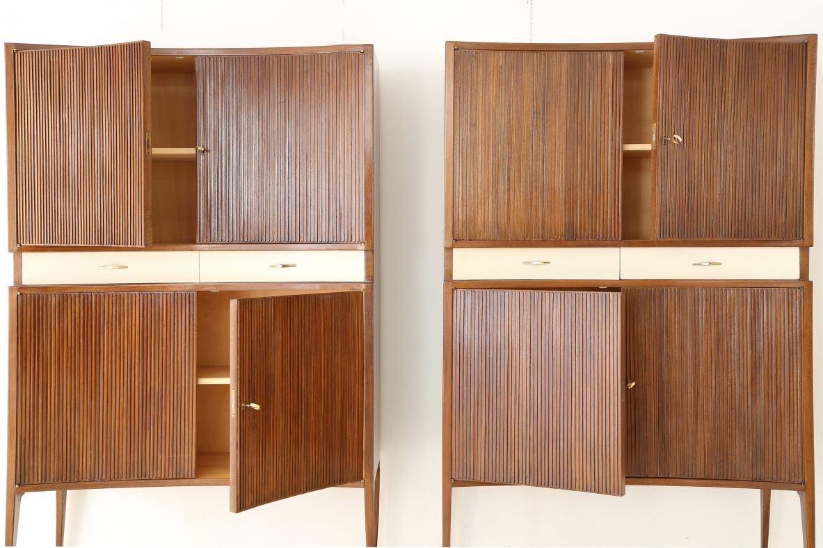 Coppia di mobili con struttura in legno, attr. G.Ulrich 1950.