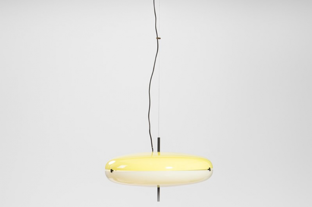 Stilnovo, adjustable ceiling lamp in perplex and painted metal details. Italy, 1955ca.