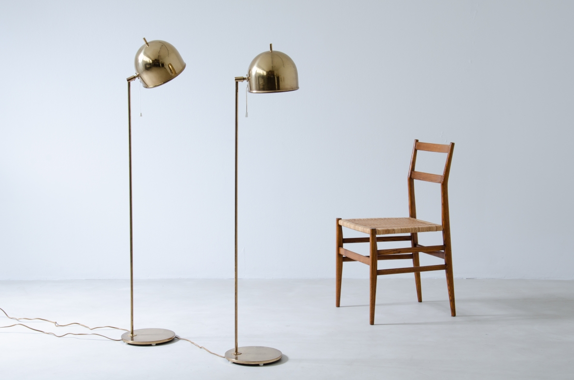 Rare Swedish floor lamps in brass produced by Bergoms Sweden in 1960's.