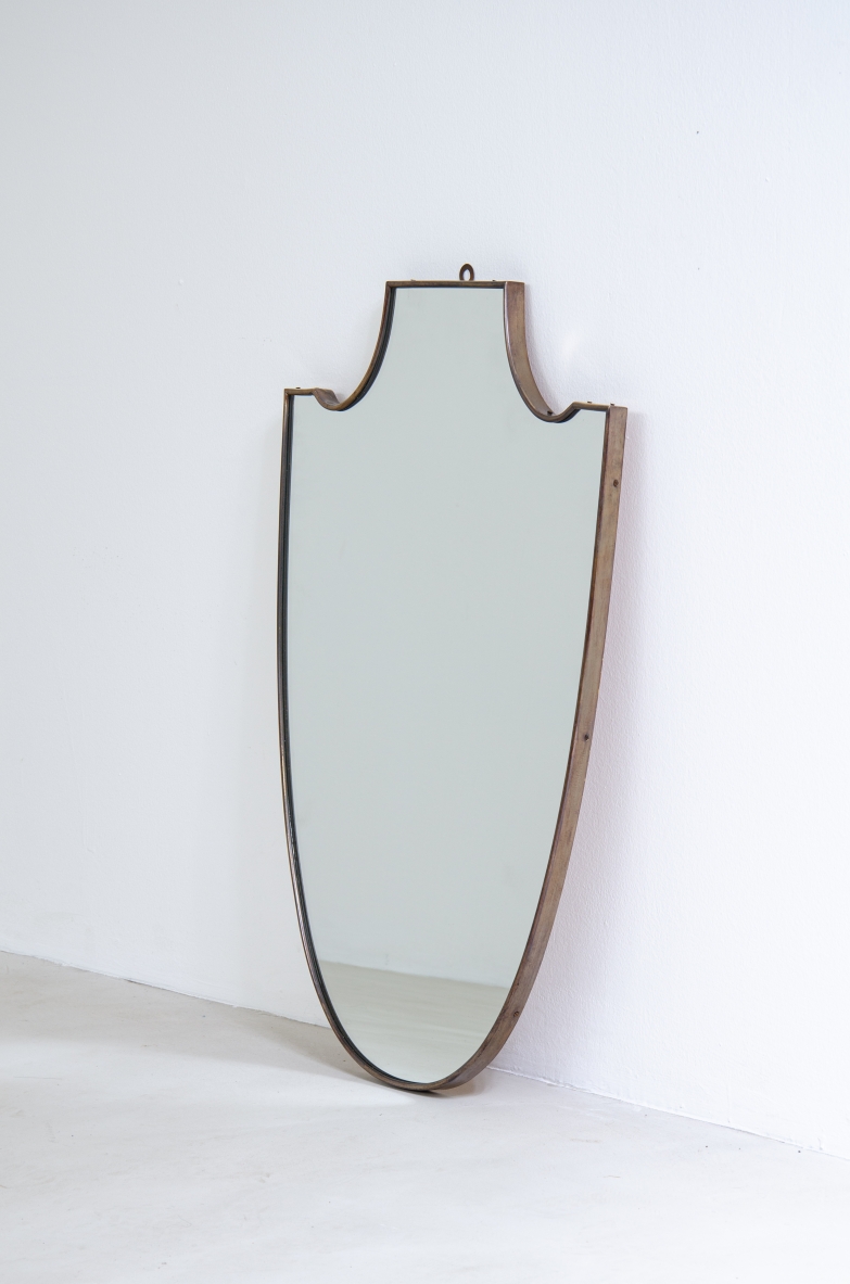 Brass framed mirror, 1950s.
