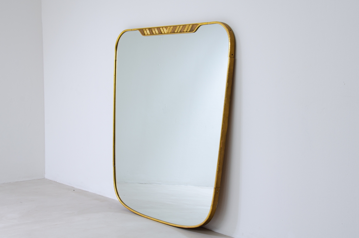 Giovanni Gariboldi. Large mirror with gilded wooden frame. Italian manufacture, 1940's