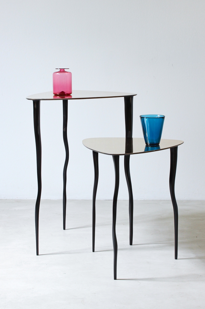Mattia Frignani. Two bronze tables mod. Selenee. Italian manufacture, 2000's.