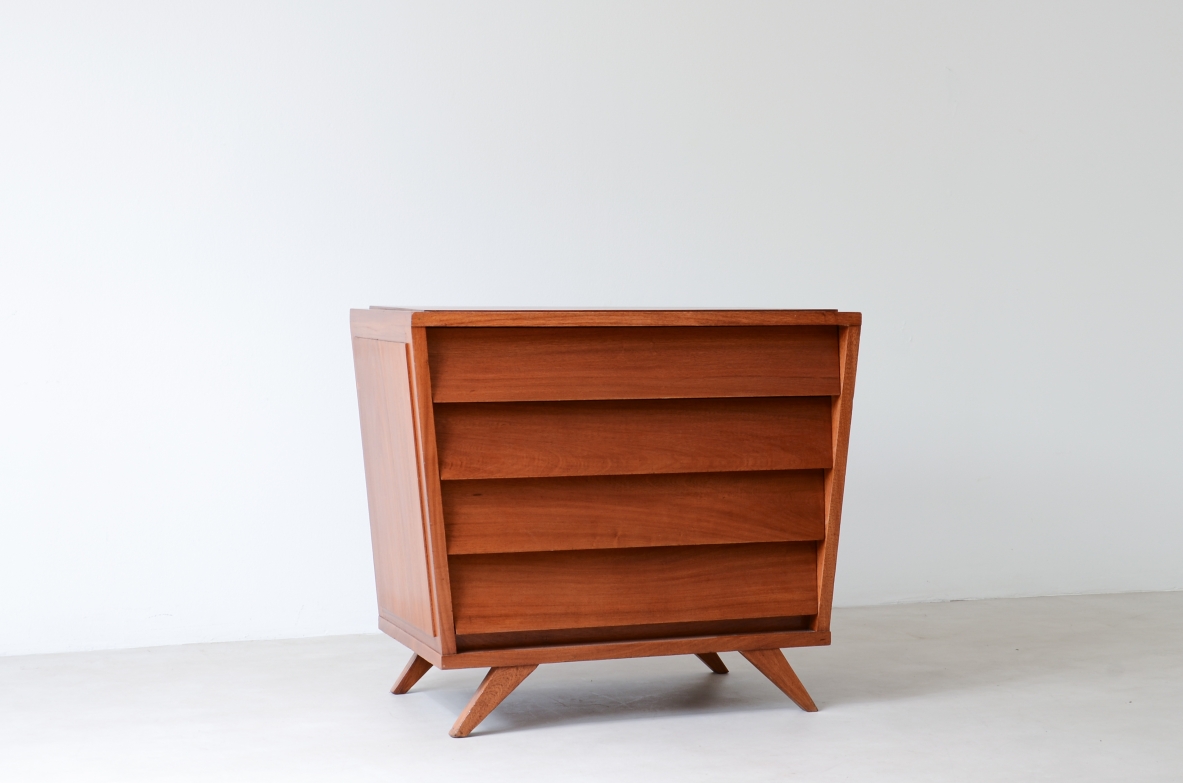 Jose Zanine Caldas Oak cabinet with 4 drawers. Brazilian manufacture, 1950s.