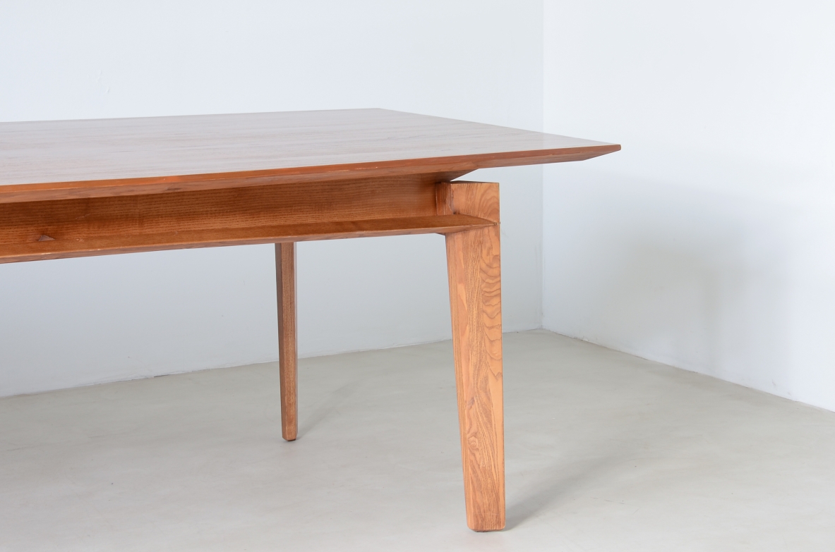 Large oak table with slightly shaped top