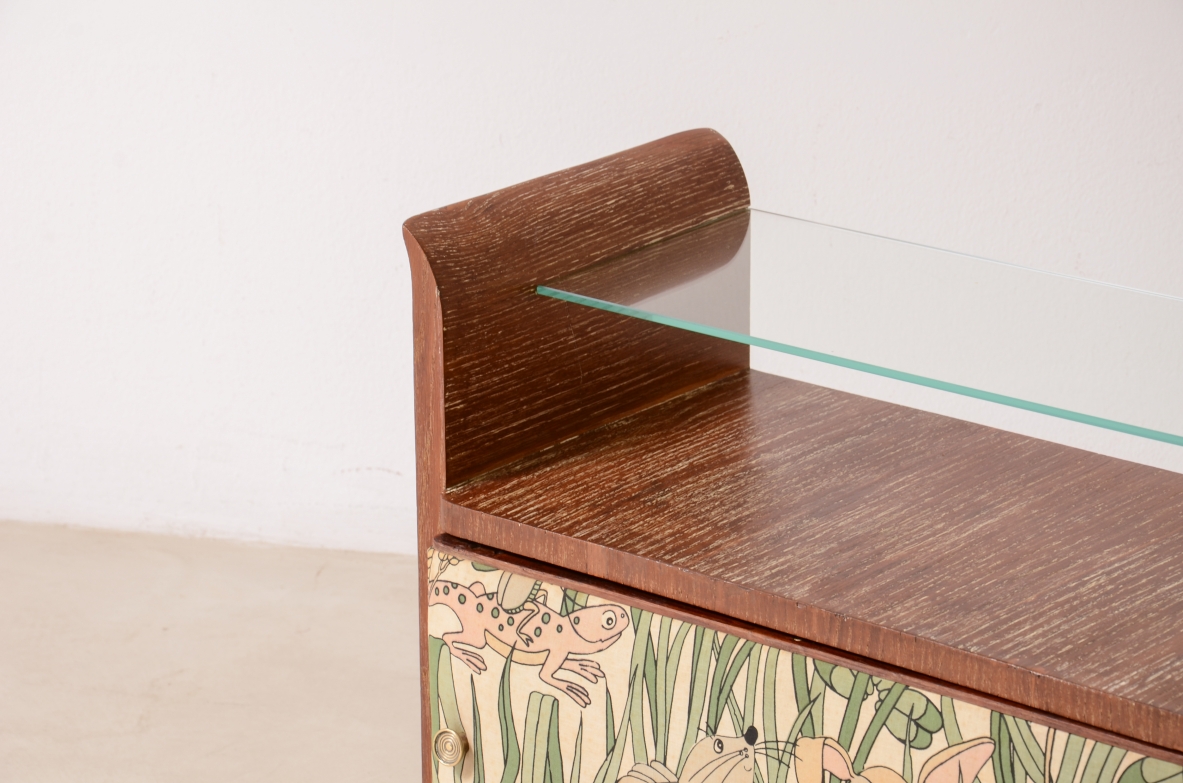 Guglielmo Pecorini  Piccolo raro mobile contenitore in rovere graffiato