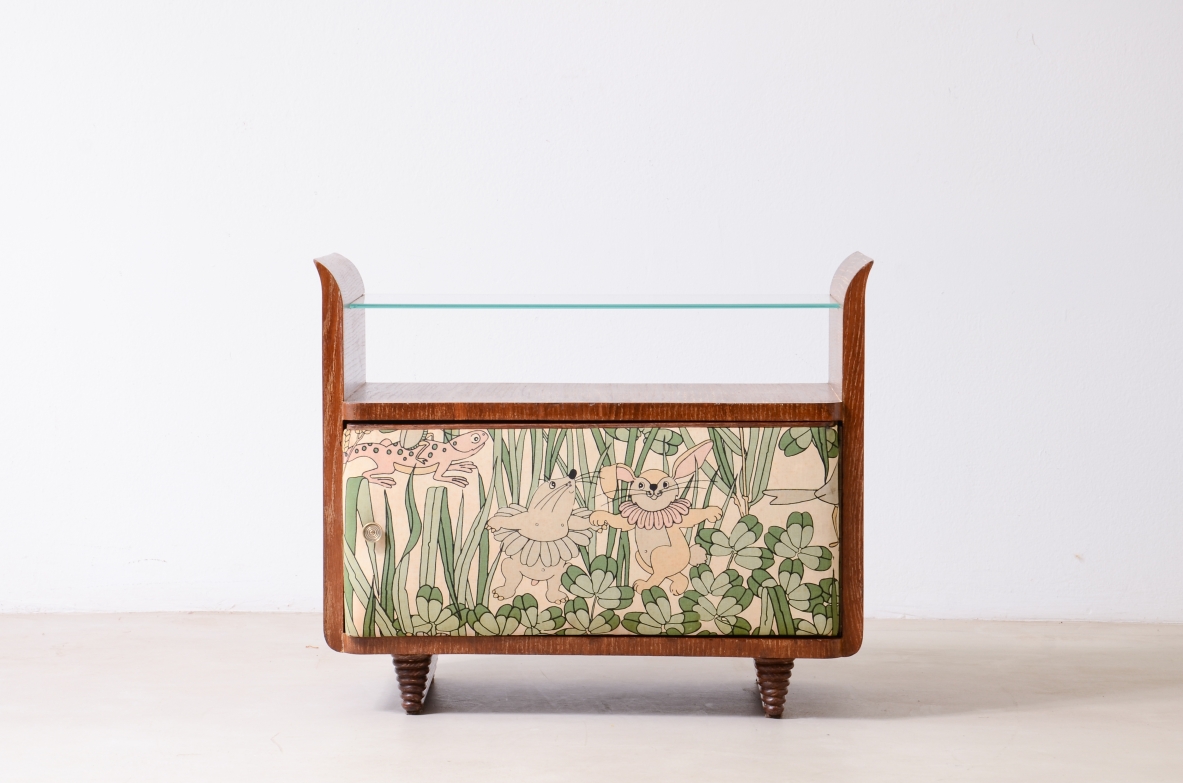 Guglielmo Pecorini  Piccolo raro mobile contenitore in rovere graffiato