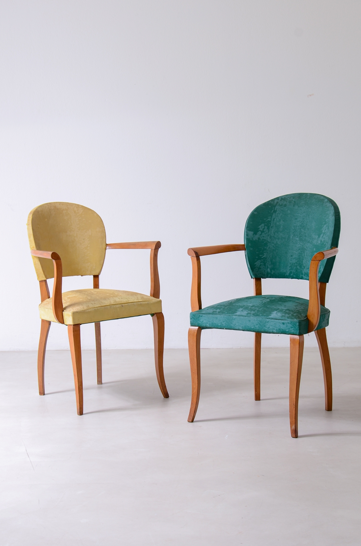 Two blond wood armchairs Art Deco period, ca. 1930.