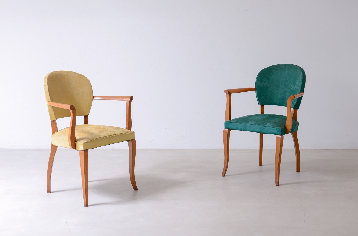 Two blond wood armchairs Art Deco period, ca. 1930.