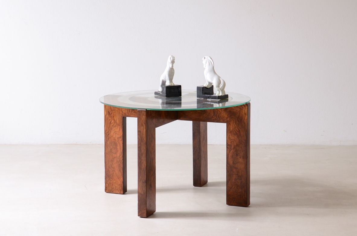 Tavolino con piano in vetro specchiato e molato Razionalismo italiano 1925-30ca Tavolino con piano in vetro specchiato e molato Razionalismo italiano 1925-30ca