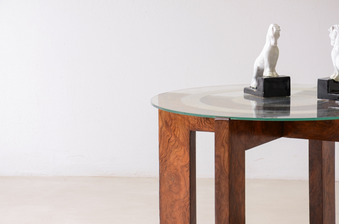 Tavolino con piano in vetro specchiato e molato Razionalismo italiano 1925-30ca Tavolino con piano in vetro specchiato e molato Razionalismo italiano 1925-30ca