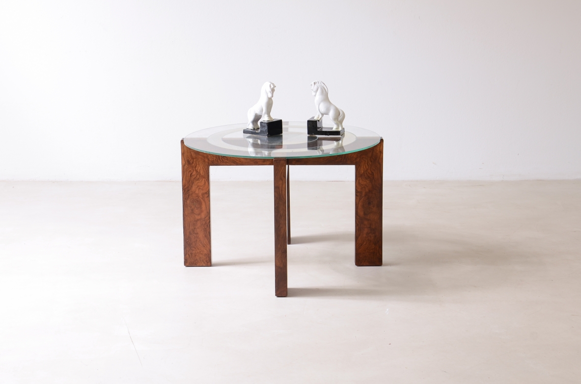 Tavolino con piano in vetro specchiato e molato Razionalismo italiano 1925-30ca Tavolino con piano in vetro specchiato e molato Razionalismo italiano 1925-30ca