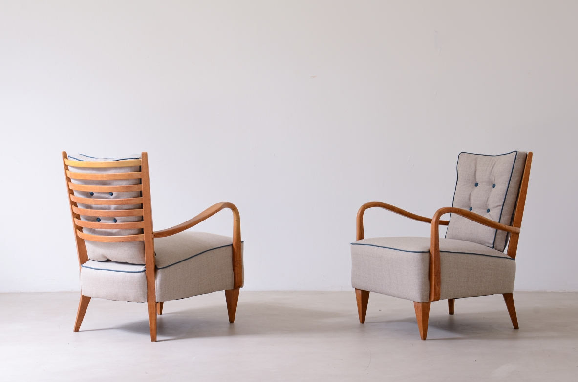 Pair of wooden armchairs 1940s in the style of Paolo Buffa