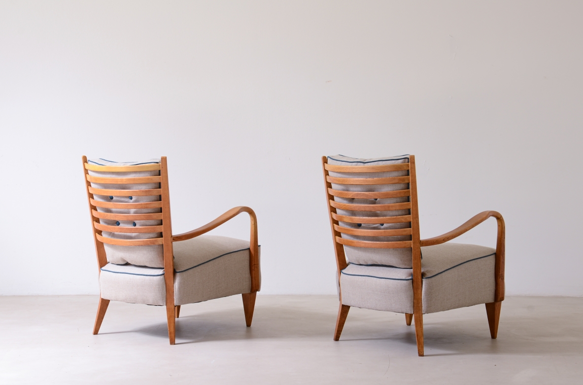 Pair of wooden armchairs 1940s in the style of Paolo Buffa