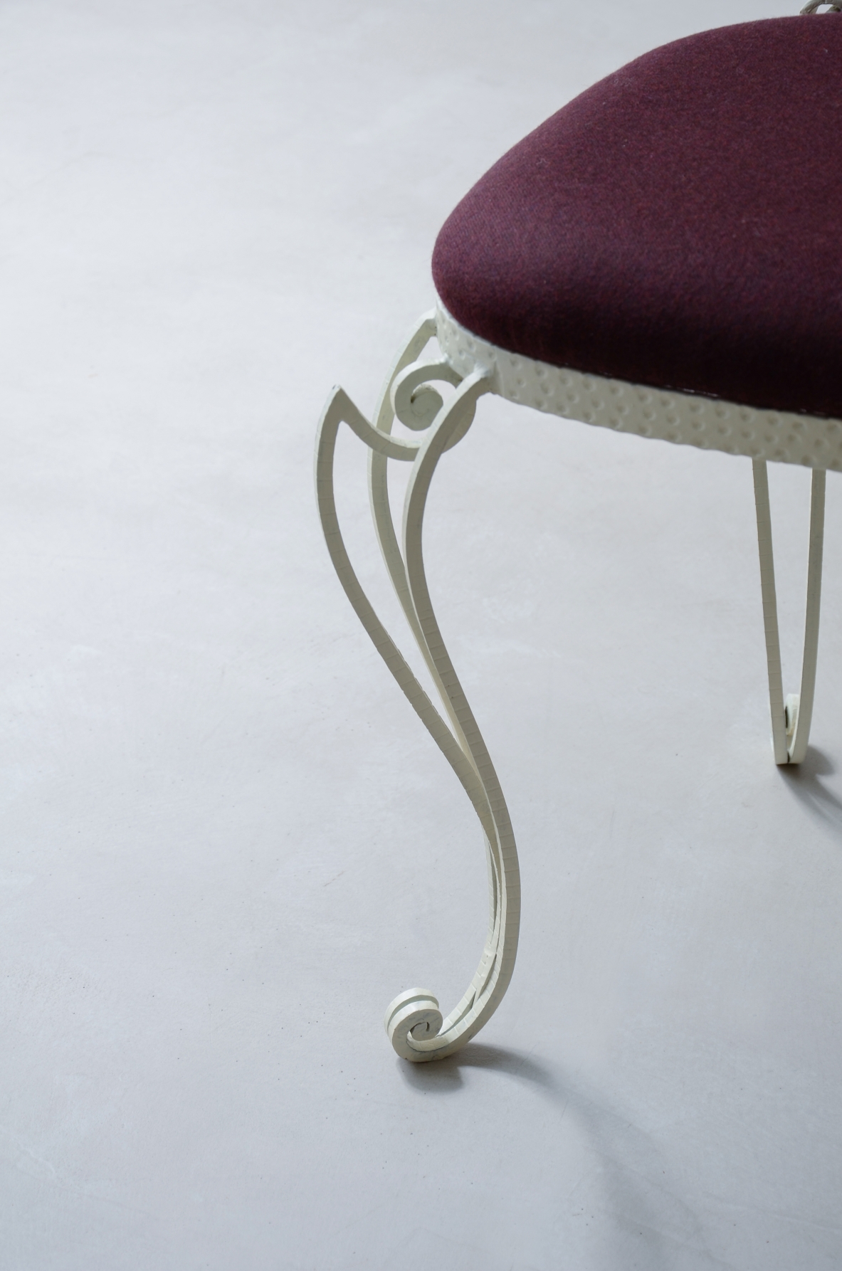 Pierluigi Colli 1950's Two wrought iron chairs with high backs decorated with curls