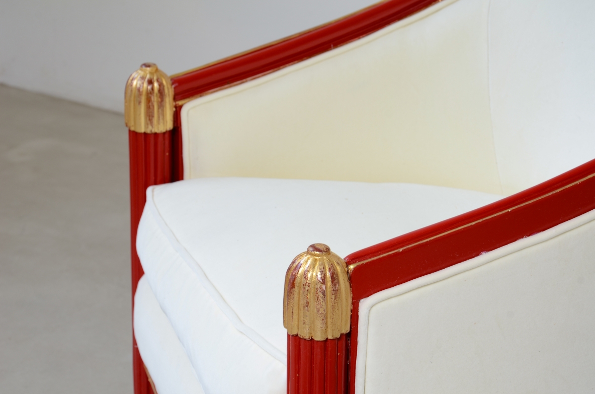 pair of lacquered and gilded wood tub chairs France, circa 1930.