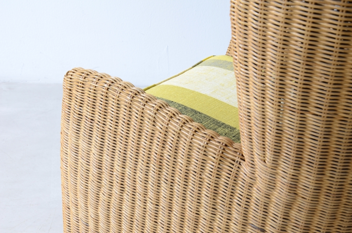 Two large woven rattan armchairs. Italian manufacture, circa 1960.