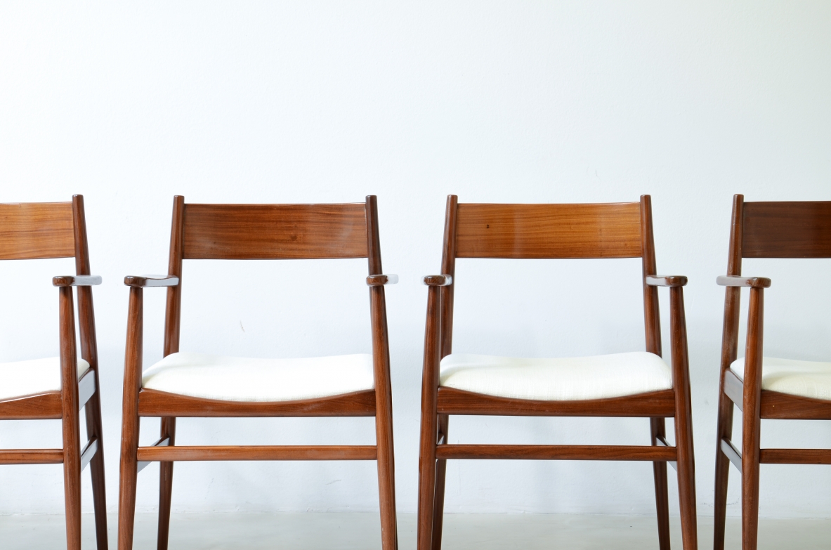 Rare set of 8 armchairs in shaped teak. Manufacture L. Jacobsen, ca. 1960.