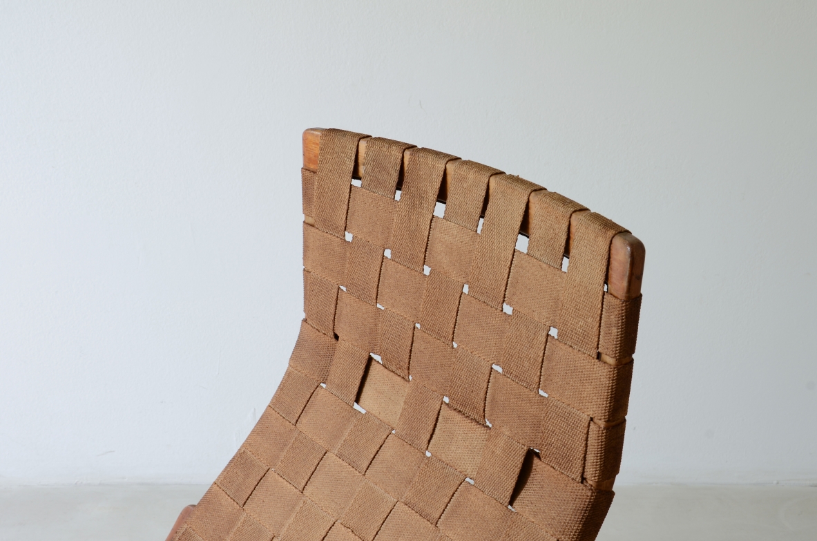Bruno Mathsson Pernilla armchair, bent beech and woven fabric Swedish manufacture, 1944.