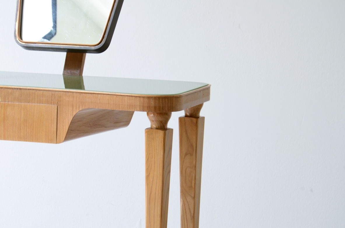 Elegant ash vanity console. Italian manufacture, circa 1940.