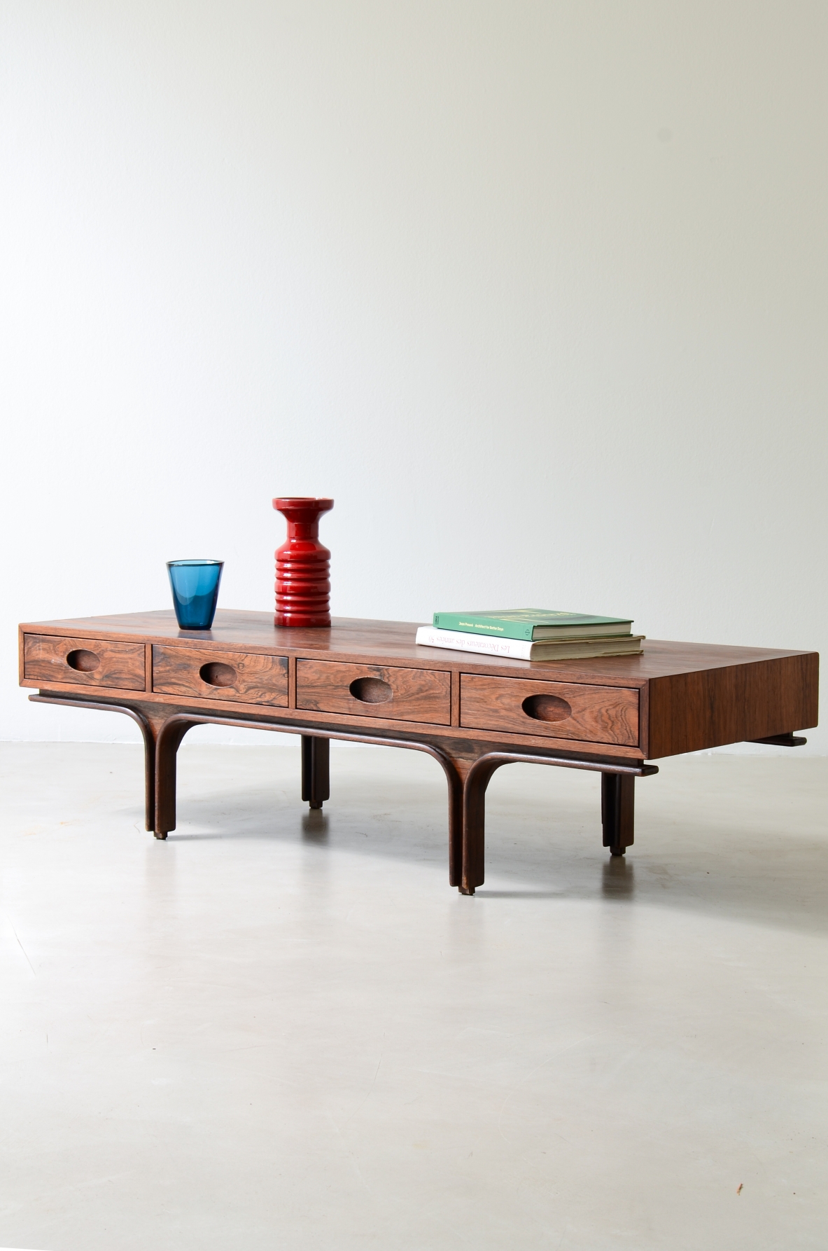 Gianfranco Frattini, Rare coffee table with four drawers. Bernini manufacture, 1957.