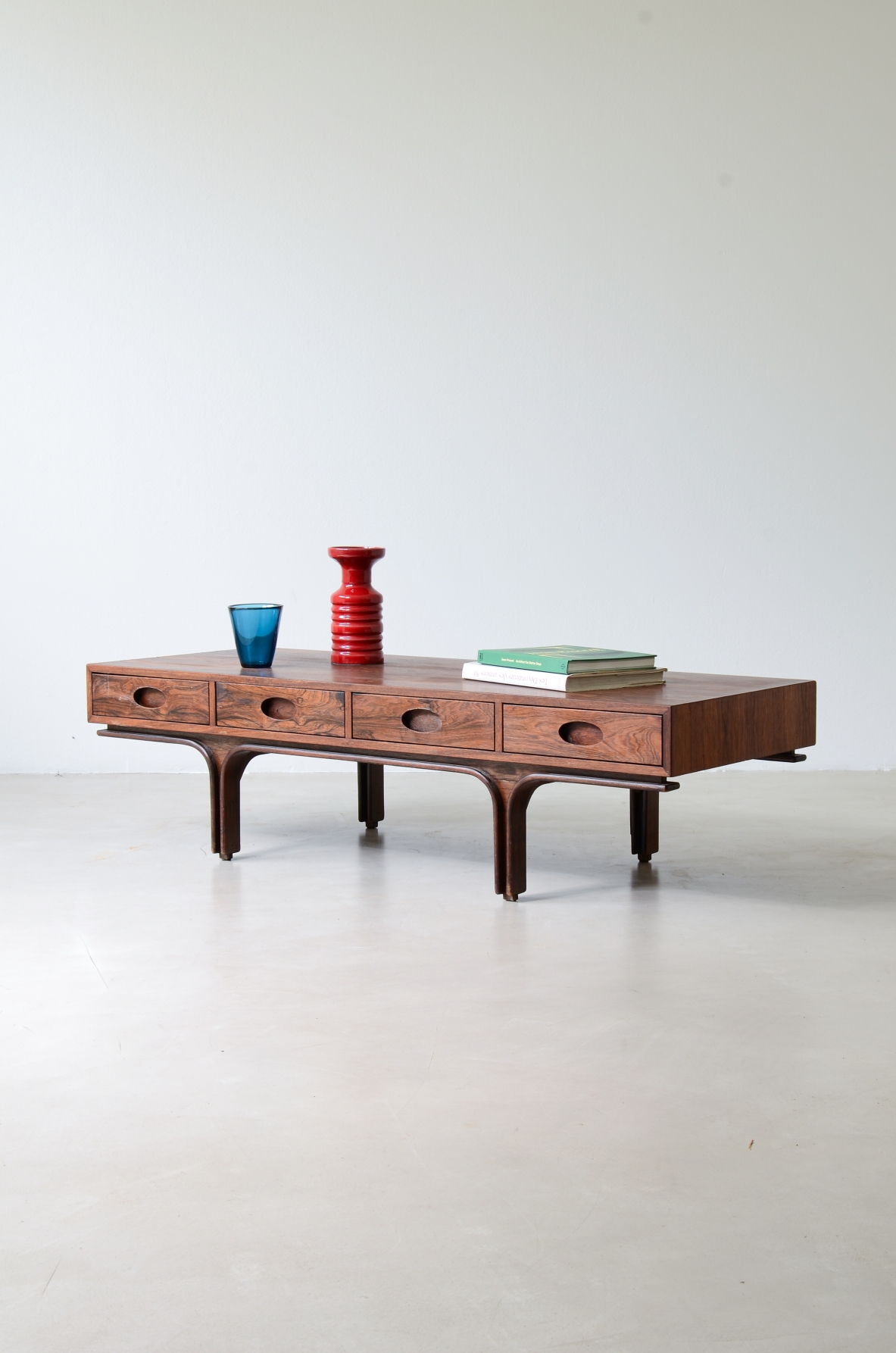 Gianfranco Frattini, Rare coffee table with four drawers. Bernini manufacture, 1957.