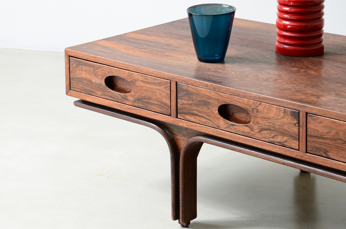 Gianfranco Frattini, Rare coffee table with four drawers. Bernini manufacture, 1957.