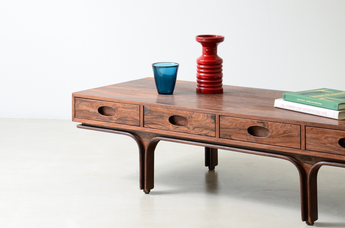 Gianfranco Frattini, Rare coffee table with four drawers. Bernini manufacture, 1957.