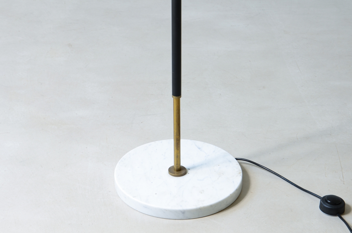 Floor lamp with metal and brass stem and methacrylate shade Stilnovo Milan, ca. 1955.
