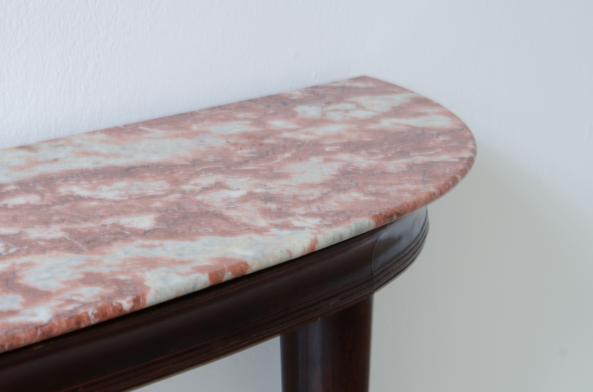 Paolo Buffa Elegant mahogany console table with marble top, 1940's