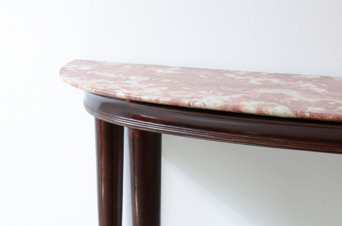 Paolo Buffa Elegant mahogany console table with marble top, 1940's