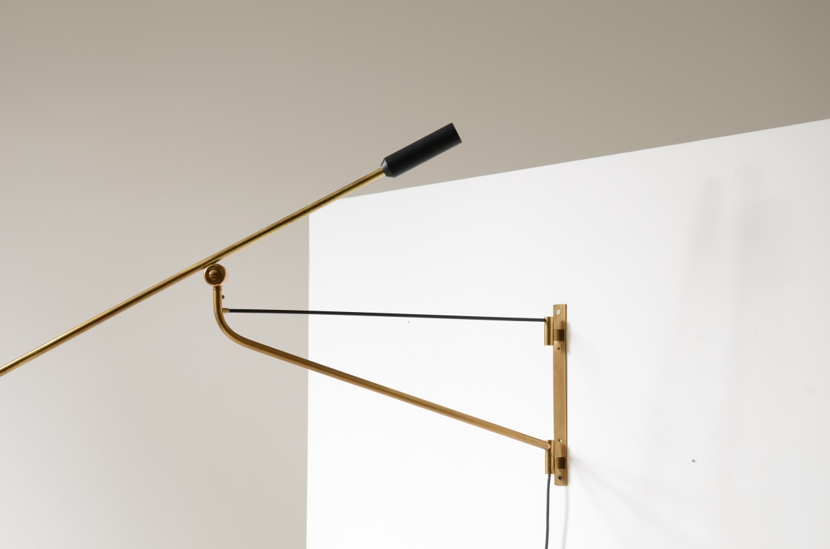 Stilnovo Milano  Rare wall lamp, adjustable, Maker's mark engraved on the joint, circa 1950.