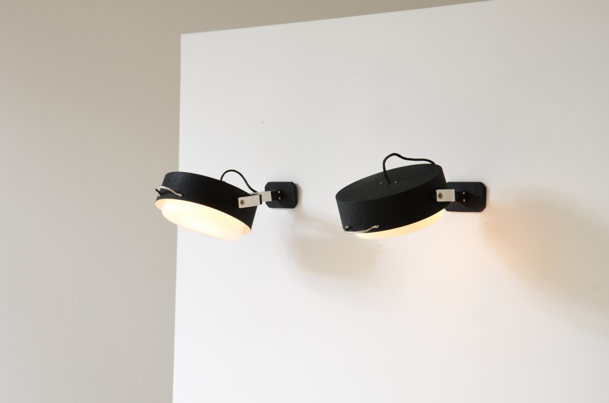 GCME Illuminazione  Set of 4 wall lamps in metal and chrome-plated brass 