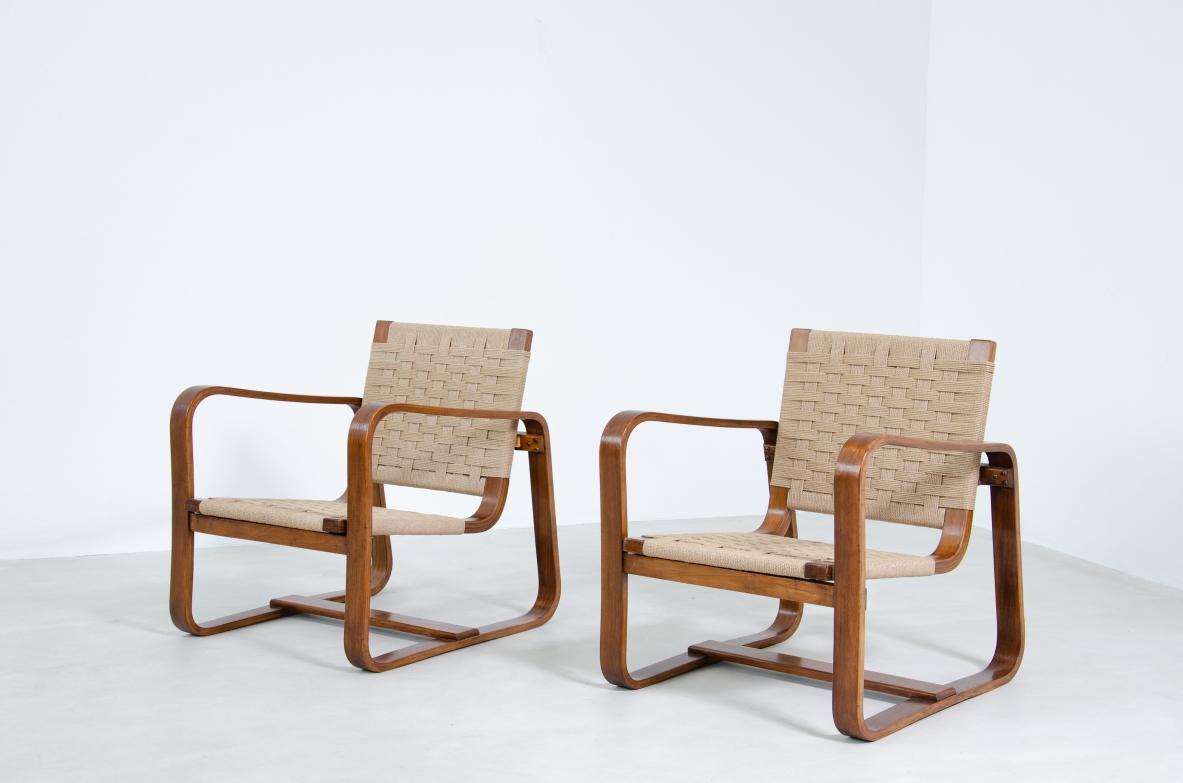Giuseppe Pagano, vintage armchairs designed for Bocconi University, 1938.