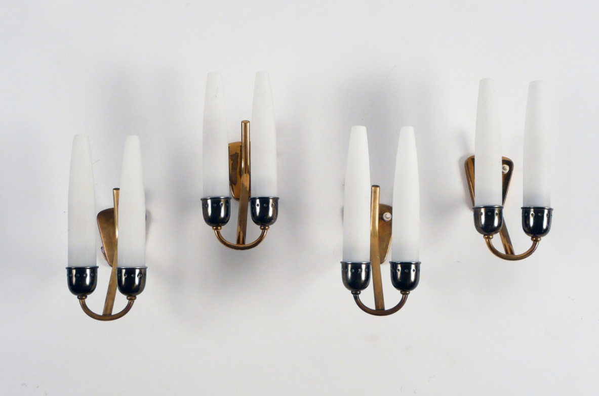 Set of four Italian 1950's wall lights