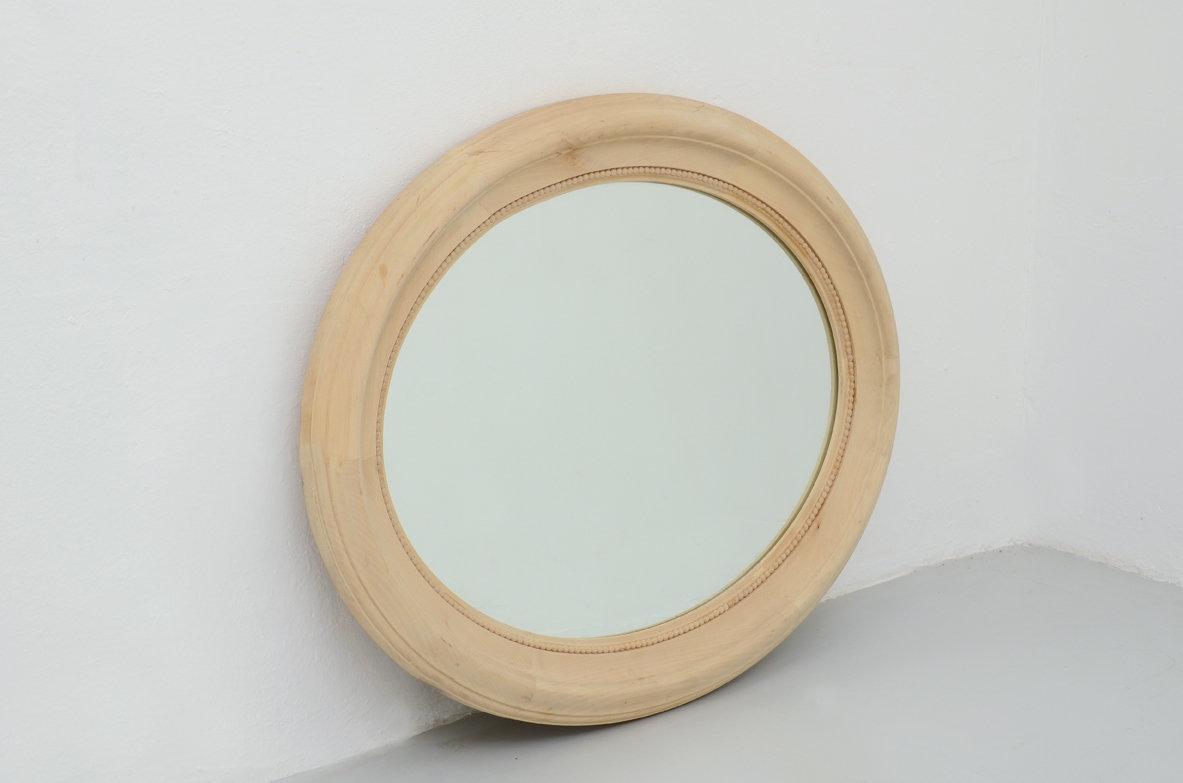 Specchiera ovale in legno naturale, Prod. Officina Antiquaria.