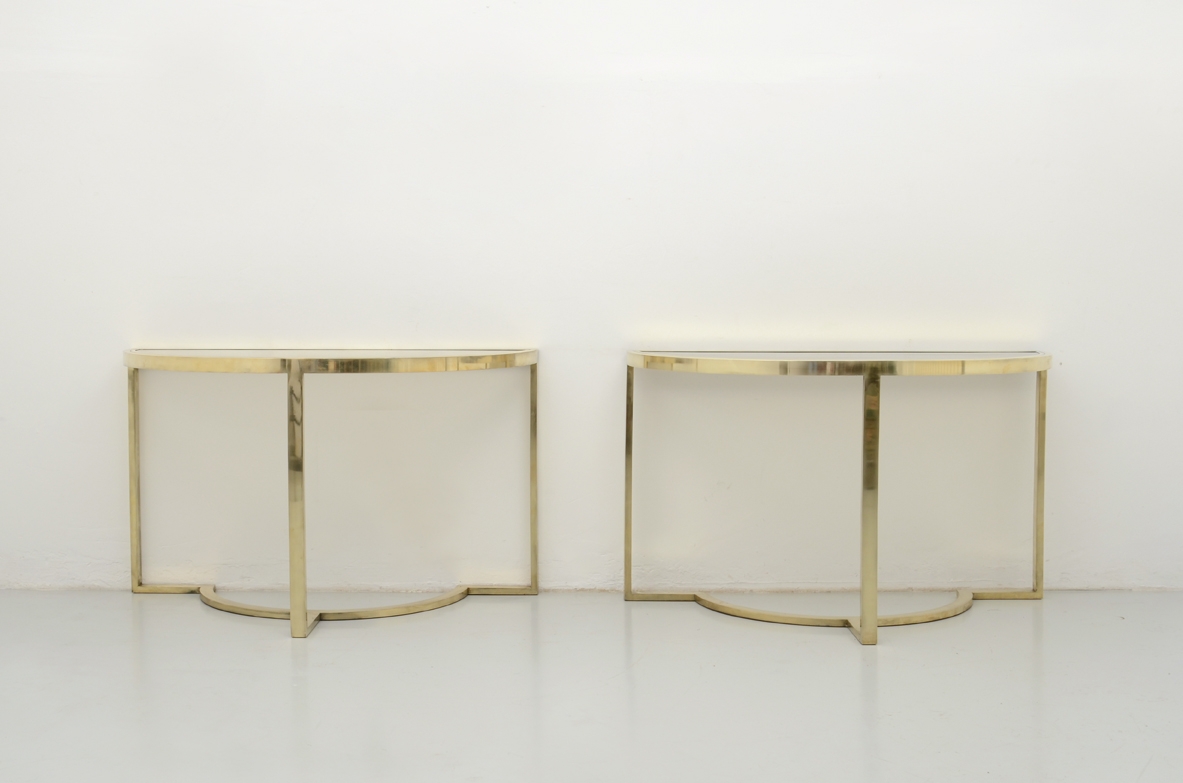 1970's Pair of vintage consoles in brass