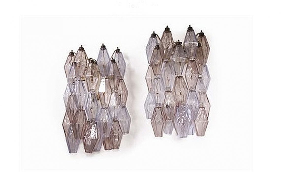 Carlo Scarpa, pair of splendid 1960's"Poliedri"wall lights