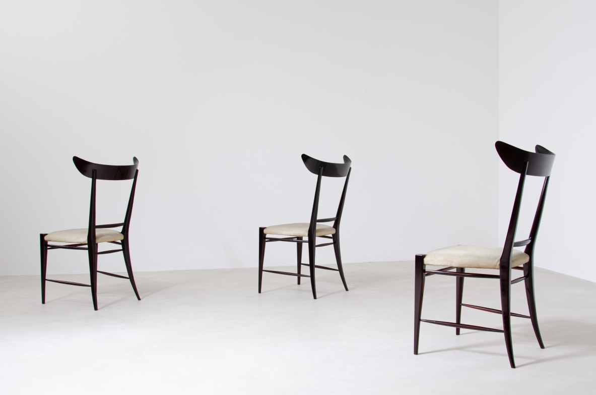 Silvio Cavatorta, rare set of 6 chairs in mahogany.  Manifactured by Cavatorta & Co. Italy, 1950s.