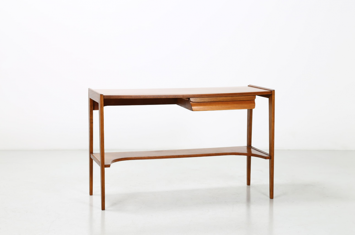 Beech wood console with drawer. Italy, 1950ca.