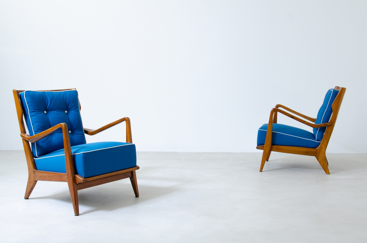 Gio Ponti, pair of armchairs model 516 produced by Cassina in the 1950s.  Certificate from the Ponti archive available.